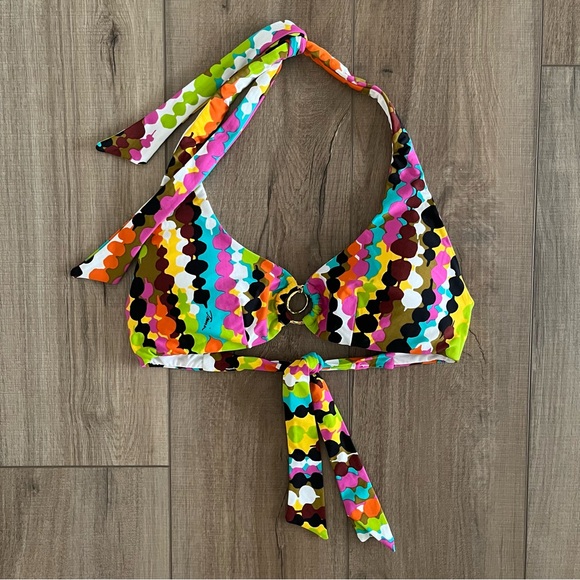 Trina Turk Colorful Geometric Gold Ring Bikini Set Size 8 NWT Resort Swim Beach - Picture 4 of 13